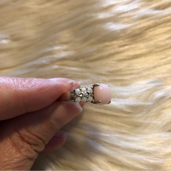 Sterling silver ring with pink and white opals size 7.25 - Picture 6 of 9